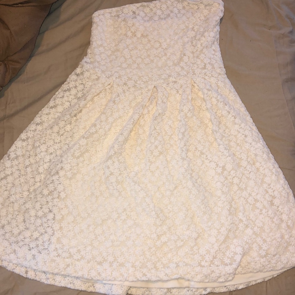 White Laced Strapless Dress